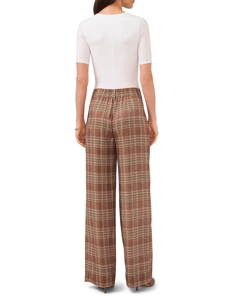 Pantalon Vince Camuto Plaid Plisado Wide-Leg Mujer Marrones | 803-MAXLYZ