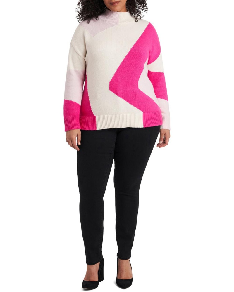 Suéter Vince Camuto Intarsia Estampadas (Plus Size) Mujer Rosas | 294-GLYUCB