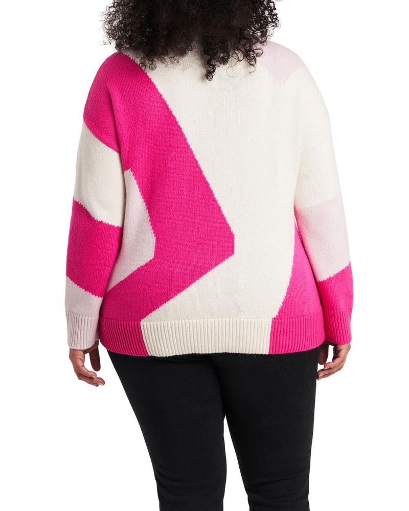 Suéter Vince Camuto Intarsia Estampadas (Plus Size) Mujer Rosas | 294-GLYUCB