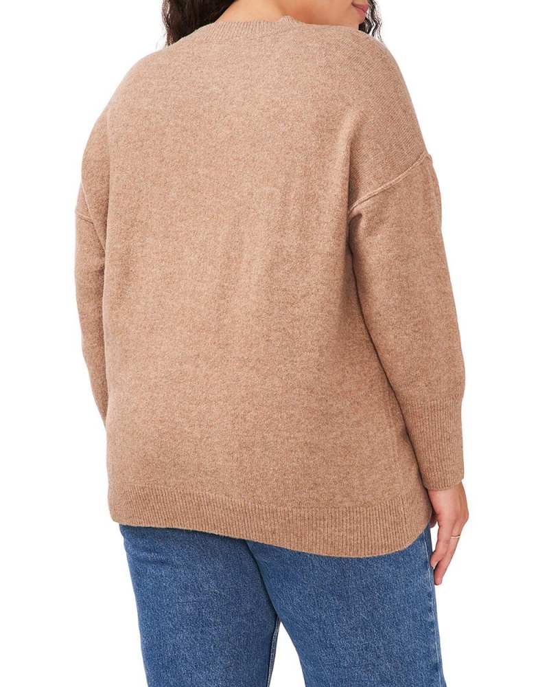 Suéter Vince Camuto Seamed Crewneck (Plus Size) Mujer Marrones | 672-TCWJLF