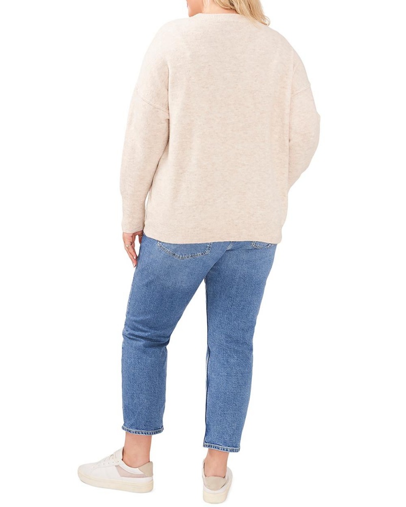 Suéter Vince Camuto Seamed Crewneck (Plus Size) Mujer Kaki | 108-LHSKCJ