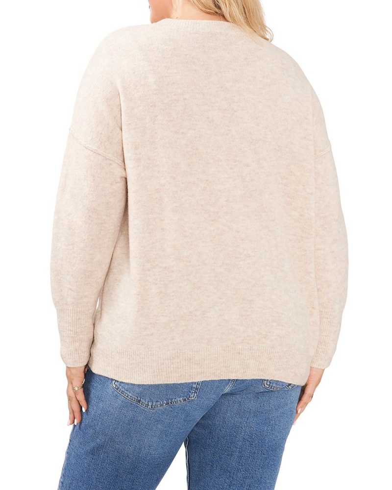 Suéter Vince Camuto Seamed Crewneck (Plus Size) Mujer Kaki | 108-LHSKCJ