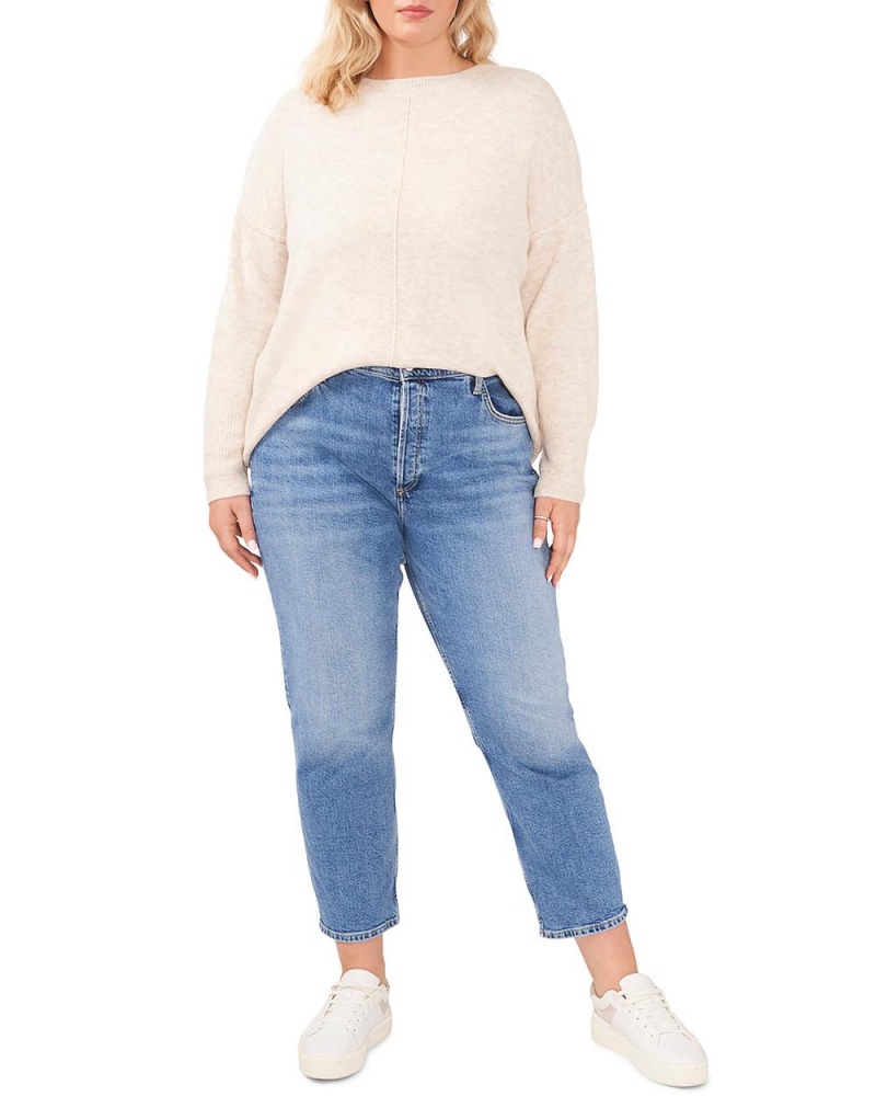 Suéter Vince Camuto Seamed Crewneck (Plus Size) Mujer Kaki | 108-LHSKCJ