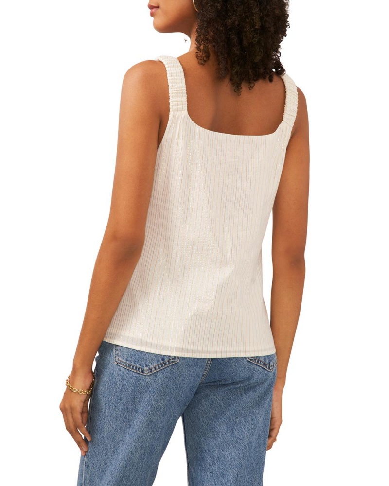 Tops Vince Camuto A Rayas Ruched-Strap Mujer Blancas | 571-RBUIJK