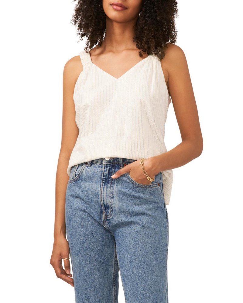 Tops Vince Camuto A Rayas Ruched-Strap Mujer Blancas | 571-RBUIJK