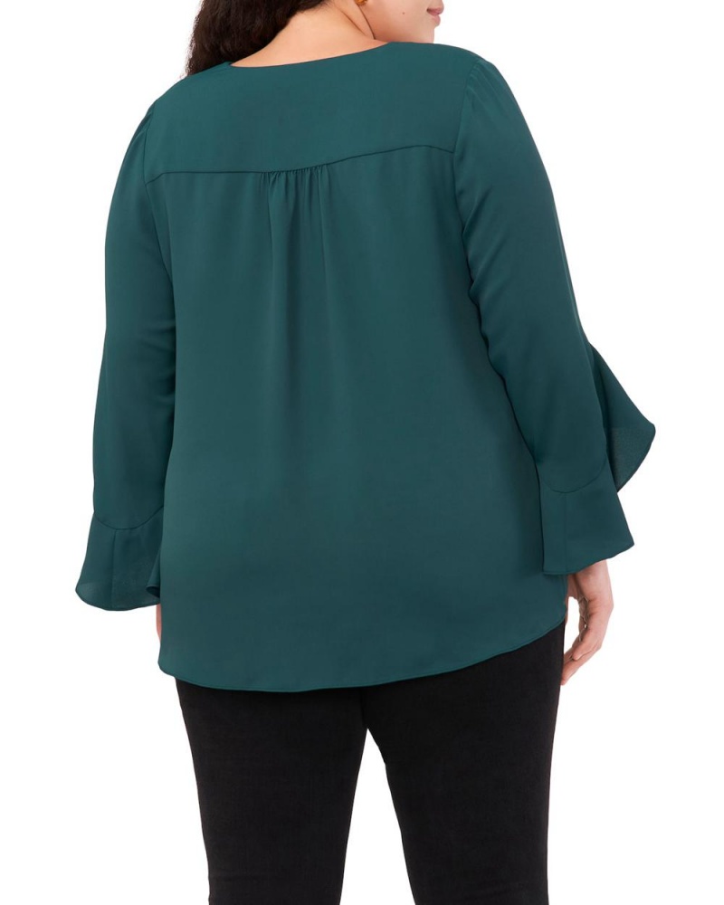 Tops Vince Camuto Crepe-De-Chine Flutter Sleeve Tunic (Plus Size) Mujer Verde | 608-NUPYHD