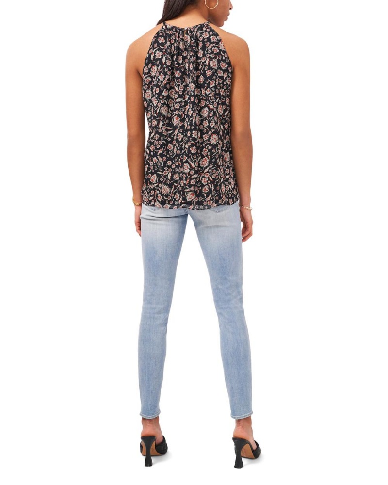 Tops Vince Camuto Floral-Print Halter Mujer Negras | 804-EUOWAF