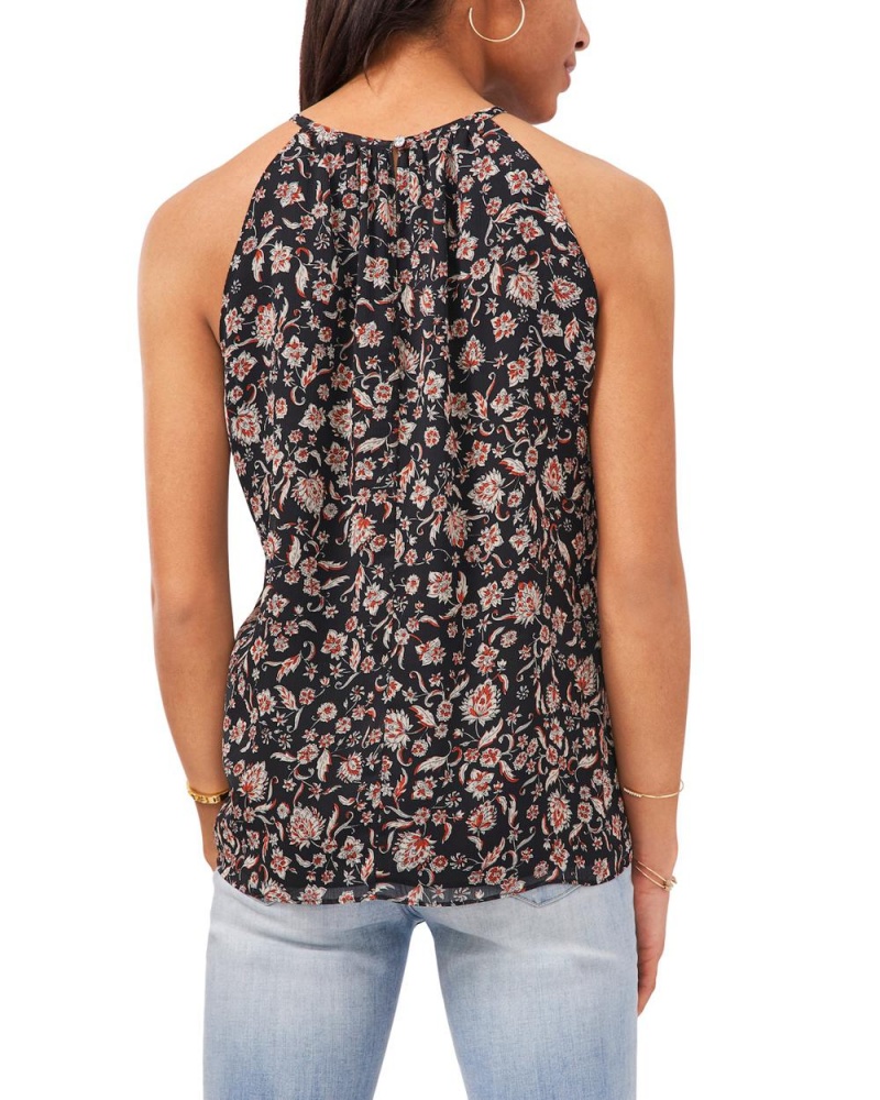 Tops Vince Camuto Floral-Print Halter Mujer Negras | 804-EUOWAF