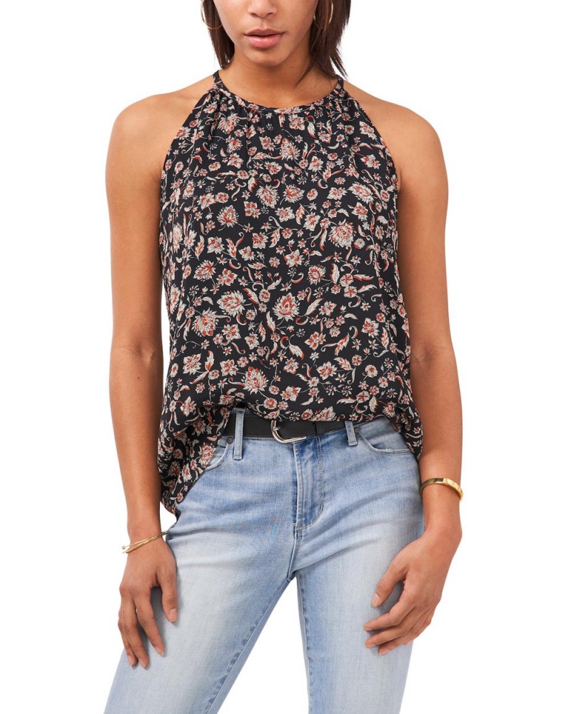 Tops Vince Camuto Floral-Print Halter Mujer Negras | 804-EUOWAF