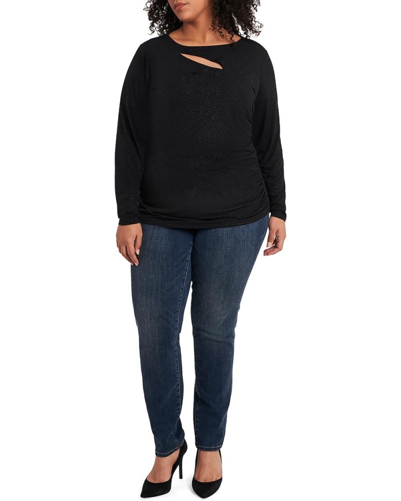 Tops Vince Camuto Ruched Cutout Jersey (Plus Size) Mujer Negras | 917-AEXKMU