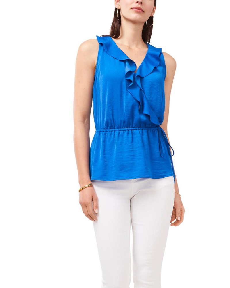 Tops Vince Camuto Ruffle-Trimmed Peplum Mujer Azules | 851-CEXUML