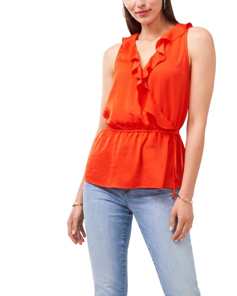 Tops Vince Camuto Ruffle-Trimmed Peplum Mujer Naranjas | 432-IZGESF