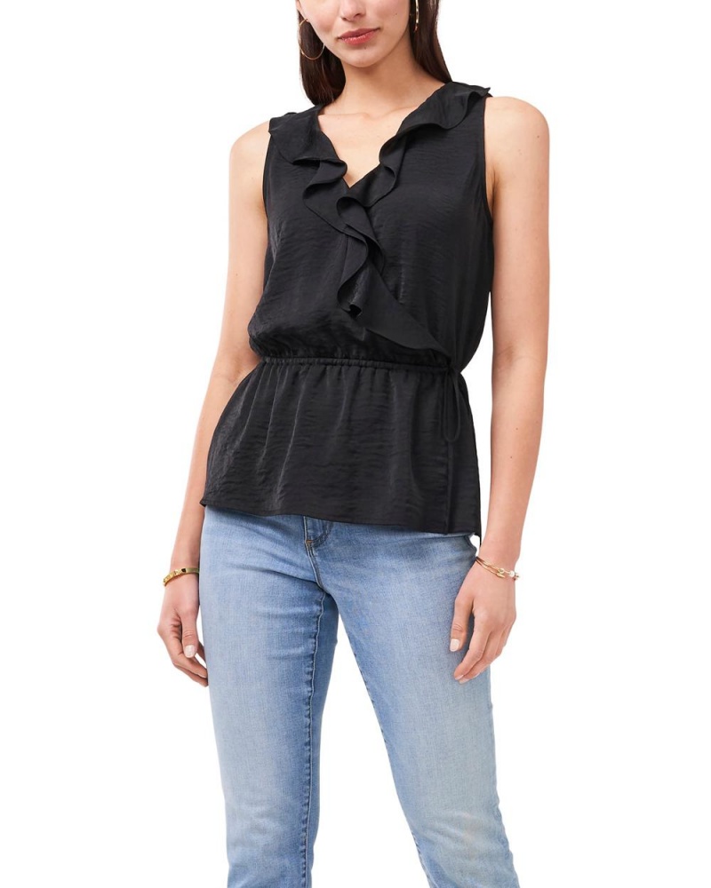 Tops Vince Camuto Ruffle-Trimmed Peplum Mujer Negras | 237-QXLTEA