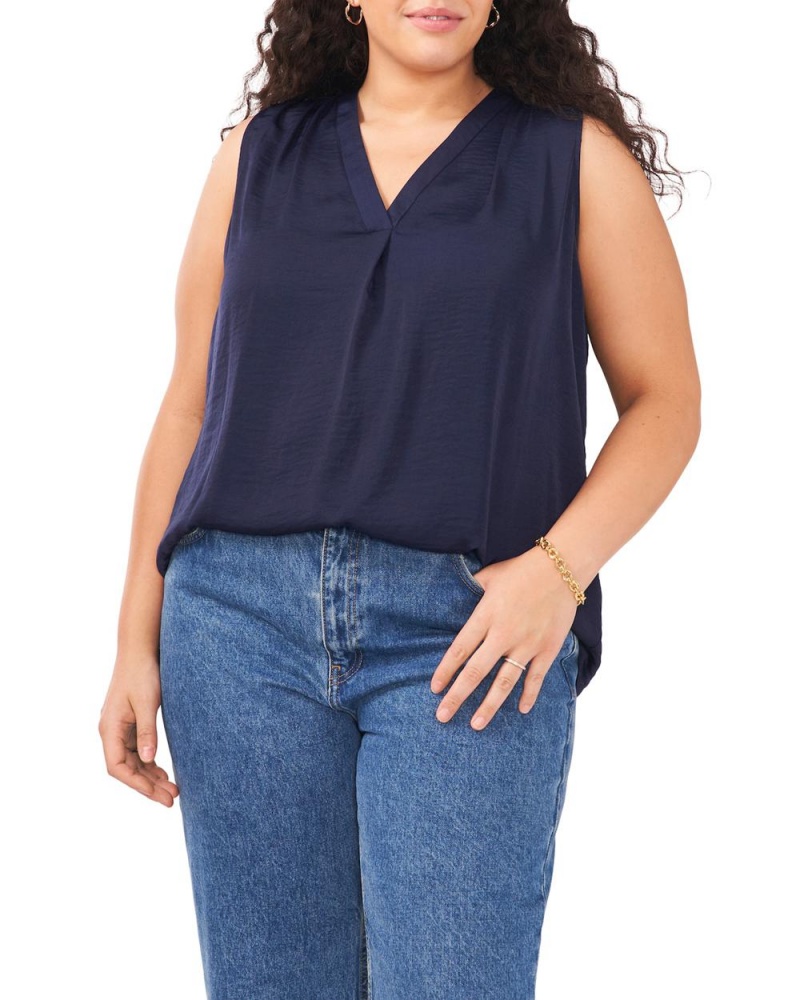 Tops Vince Camuto Sleeveless V-Neck (Plus Size) Mujer Azul Marino | 375-HTSBFL