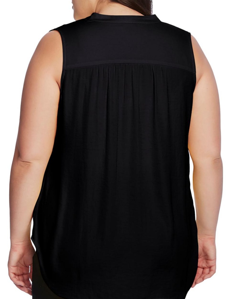 Tops Vince Camuto Sleeveless V-Neck (Plus Size) Mujer Negras | 187-VYIUGH