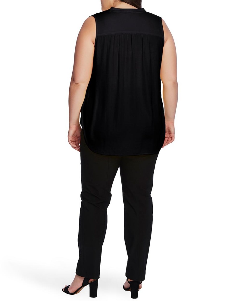 Tops Vince Camuto Sleeveless V-Neck (Plus Size) Mujer Negras | 187-VYIUGH