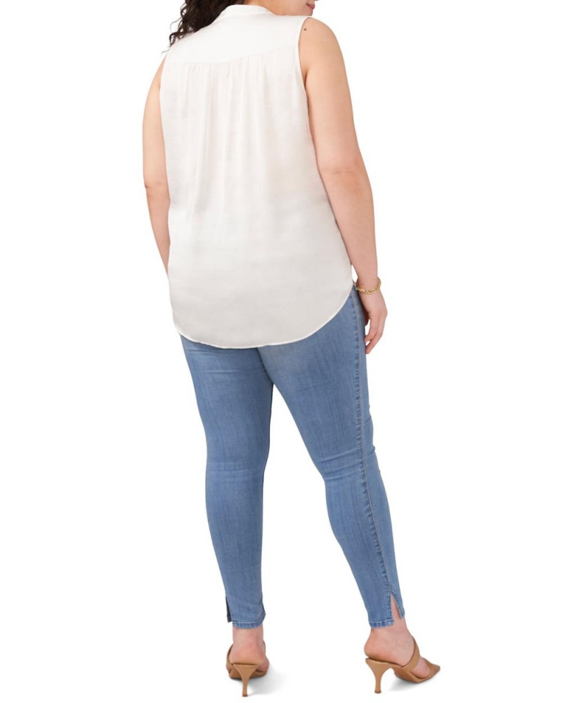 Tops Vince Camuto Sleeveless V-Neck (Plus Size) Mujer Blancas | 360-IYRMLK