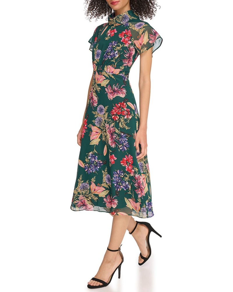 Vestido A Media Pierna Vince Camuto Floral-Print Roll-Neck Mujer Hunter Floral Print | 685-NDOXWK