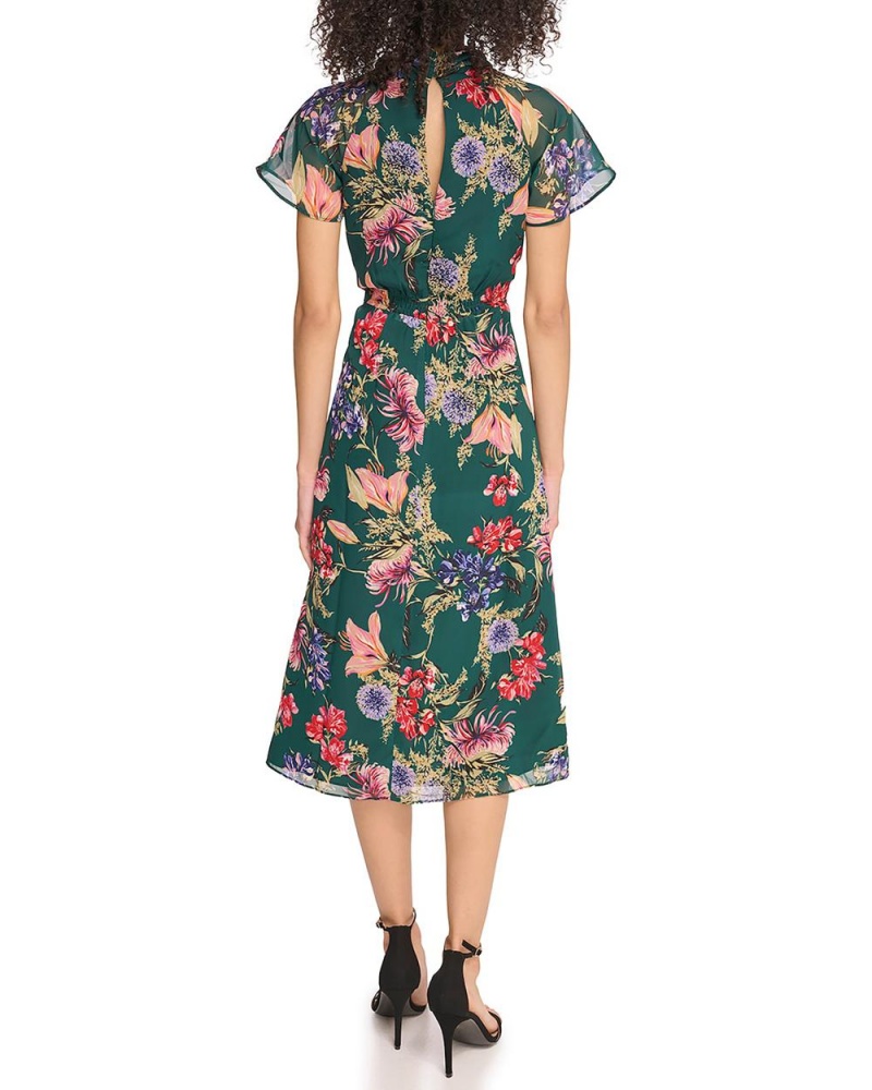 Vestido A Media Pierna Vince Camuto Floral-Print Roll-Neck Mujer Hunter Floral Print | 685-NDOXWK