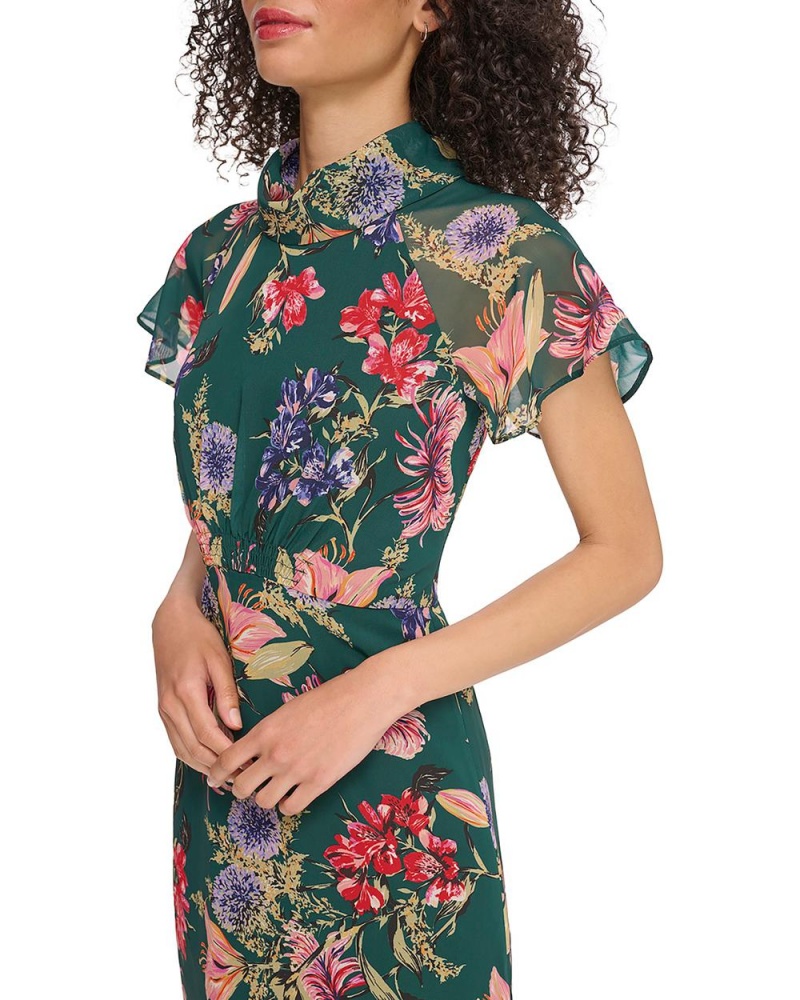 Vestido A Media Pierna Vince Camuto Floral-Print Roll-Neck Mujer Hunter Floral Print | 685-NDOXWK