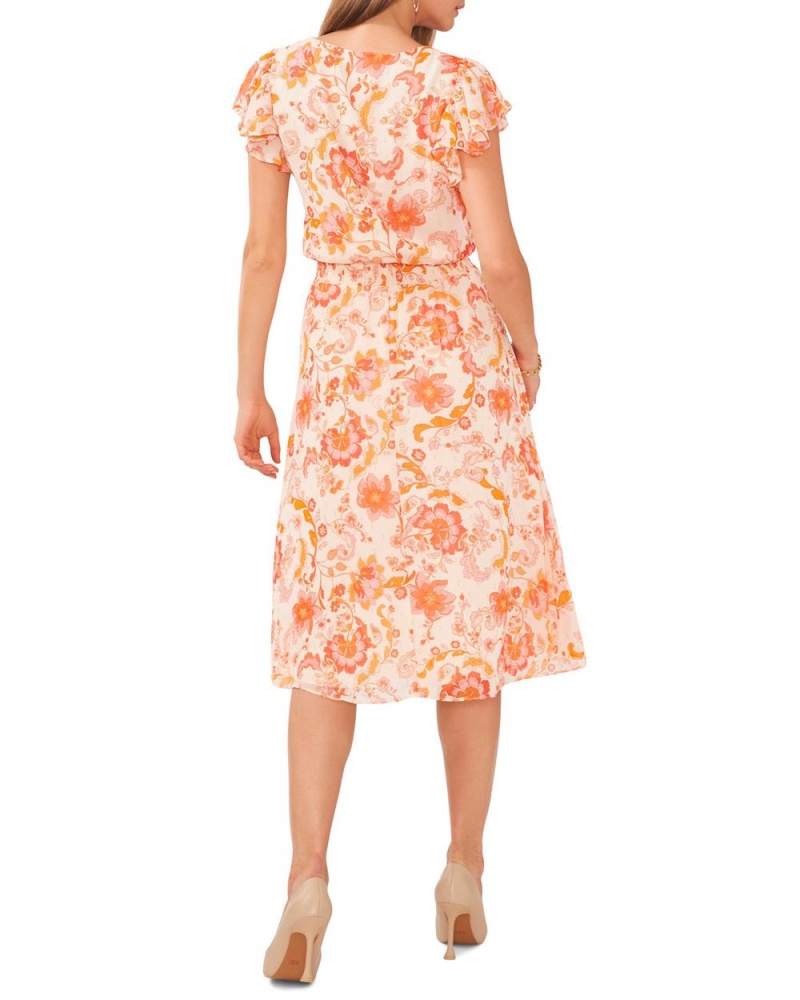 Vestido A Media Pierna Vince Camuto Floral-Print Mujer Naranjas | 016-JIUQYN