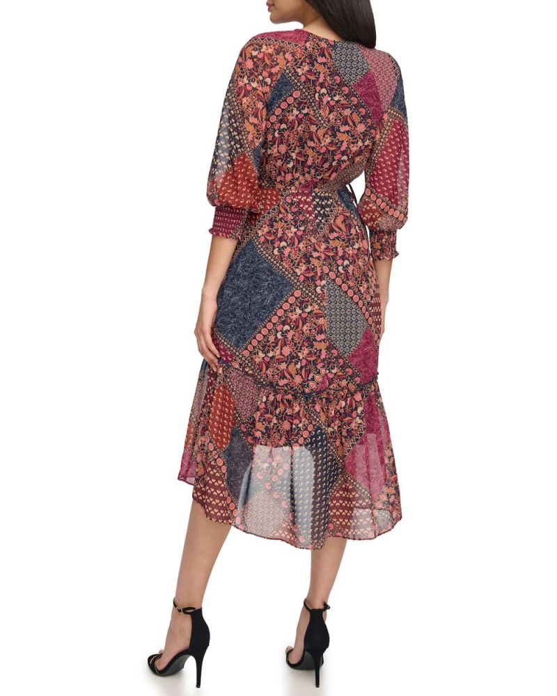 Vestido A Media Pierna Vince Camuto Printed High-Low Mujer Azules | 730-RKJNGY