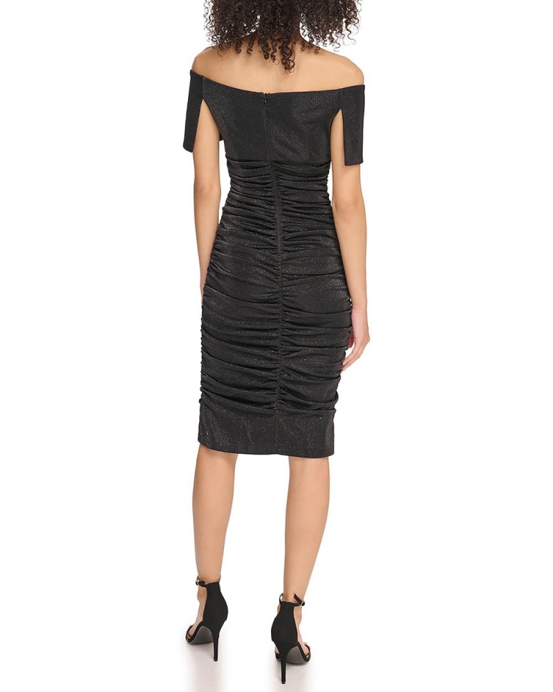 Vestido A Media Pierna Vince Camuto Ruched Off-The-Shoulder Mujer Negras | 243-GIUXBE