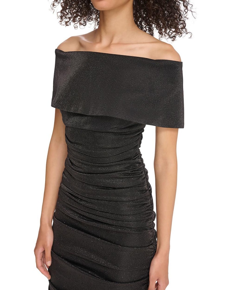 Vestido A Media Pierna Vince Camuto Ruched Off-The-Shoulder Mujer Negras | 243-GIUXBE