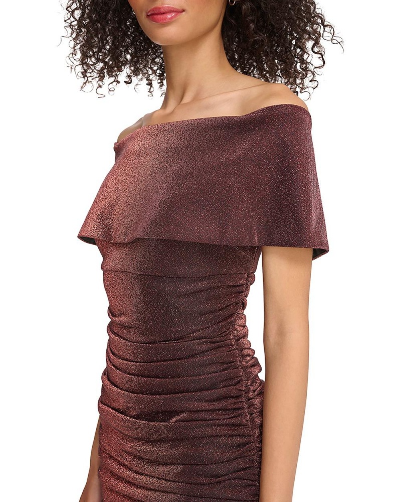 Vestido A Media Pierna Vince Camuto Ruched Off-The-Shoulder Mujer Moradas | 450-STWAOC