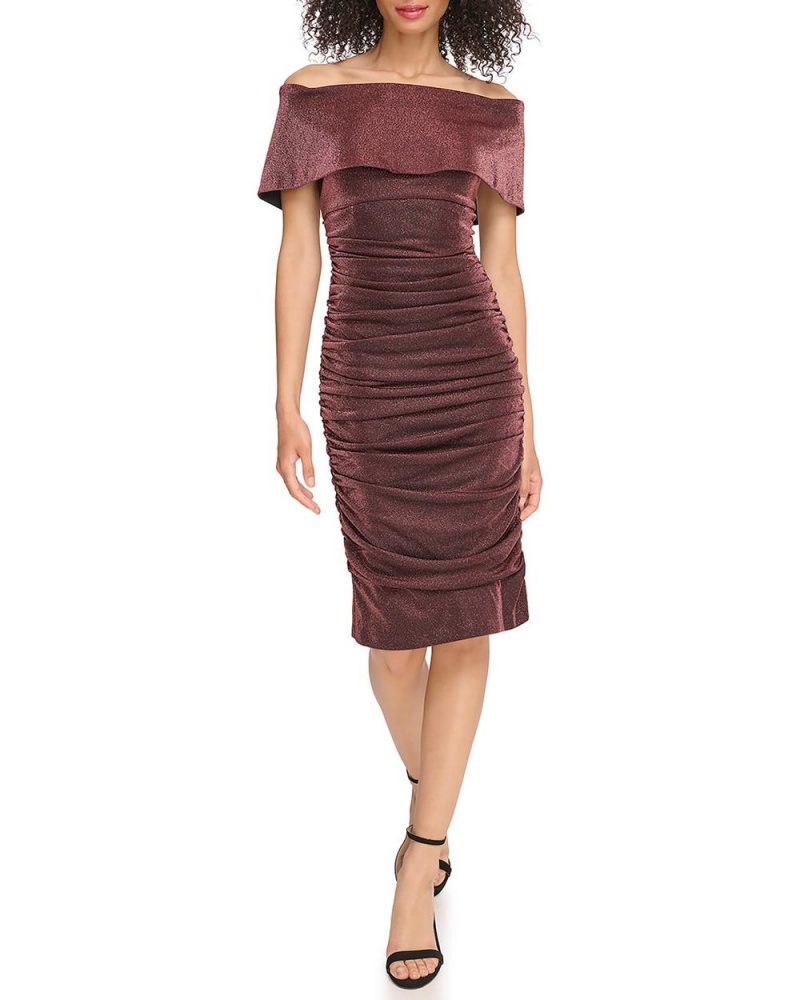 Vestido A Media Pierna Vince Camuto Ruched Off-The-Shoulder Mujer Moradas | 450-STWAOC