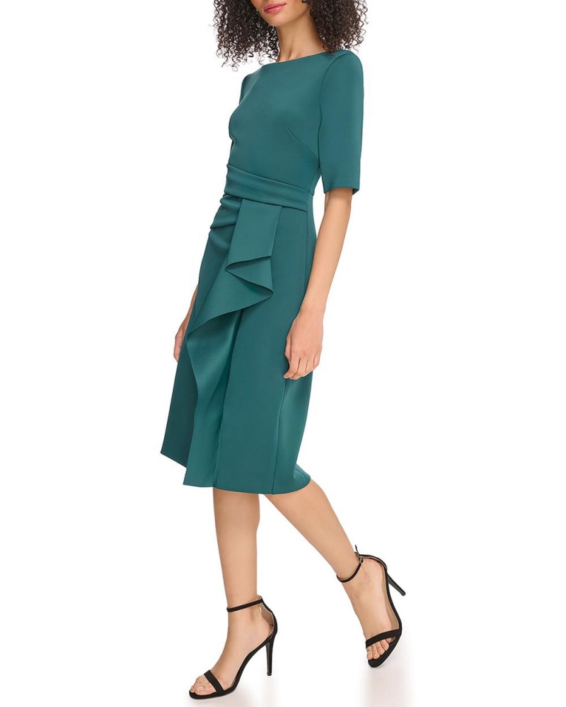 Vestido A Media Pierna Vince Camuto Ruffled-Skirt Mujer Verde | 153-DRLNUS