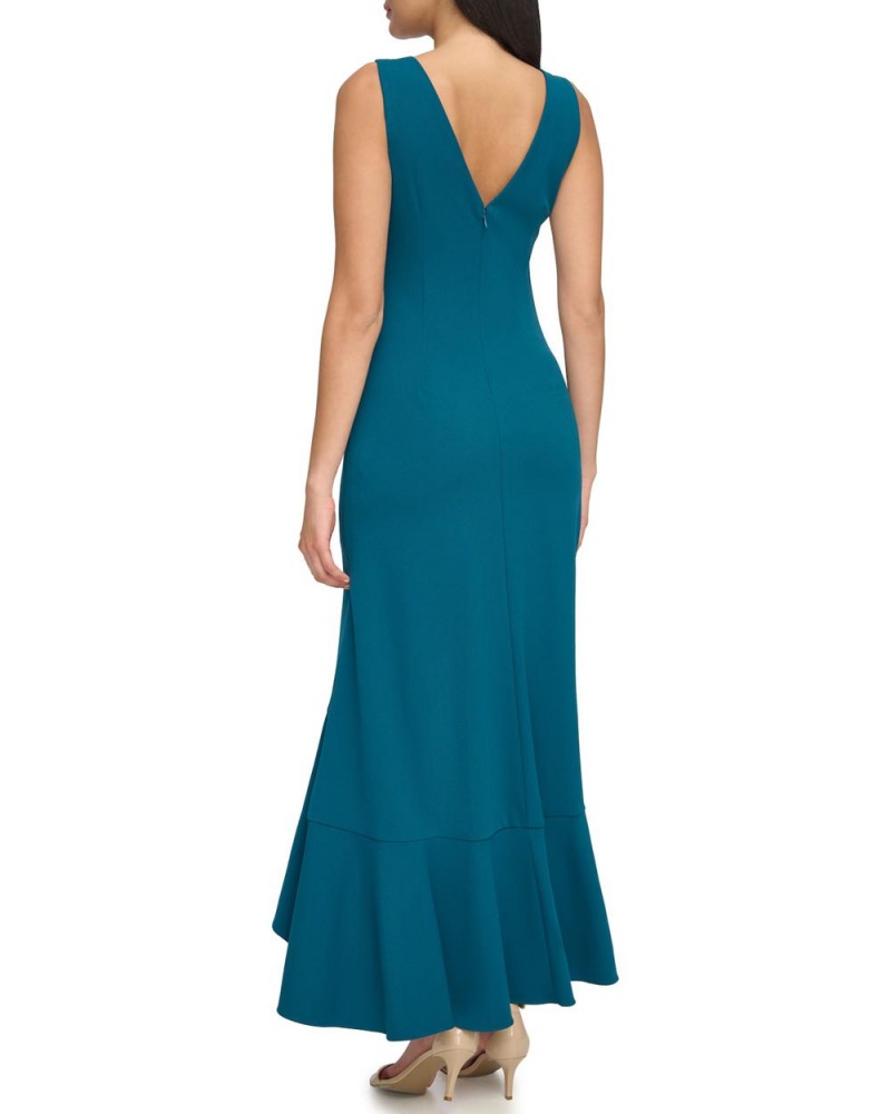 Vestido Largo Vince Camuto Asymmetrical Ruffle-Hem Gown Mujer Azules | 573-PDVJQS