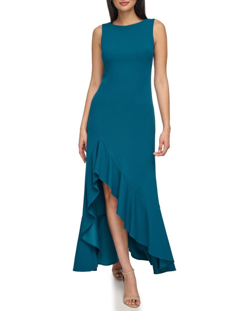 Vestido Largo Vince Camuto Asymmetrical Ruffle-Hem Gown Mujer Azules | 573-PDVJQS