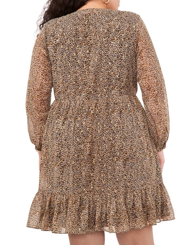 Vestido Largo Vince Camuto Cheetah-Print Chiffon (Plus Size) Mujer Marrones | 014-IMFXOU