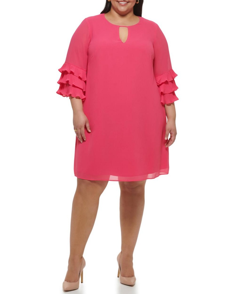 Vestido Largo Vince Camuto Chiffon Layered-Sleeve (Plus Size) Mujer Rosas | 075-GRSCEU