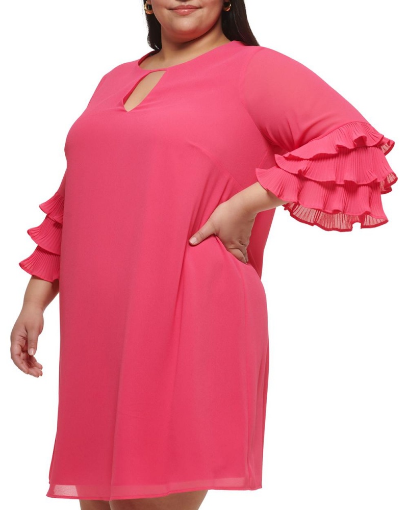 Vestido Largo Vince Camuto Chiffon Layered-Sleeve (Plus Size) Mujer Rosas | 075-GRSCEU