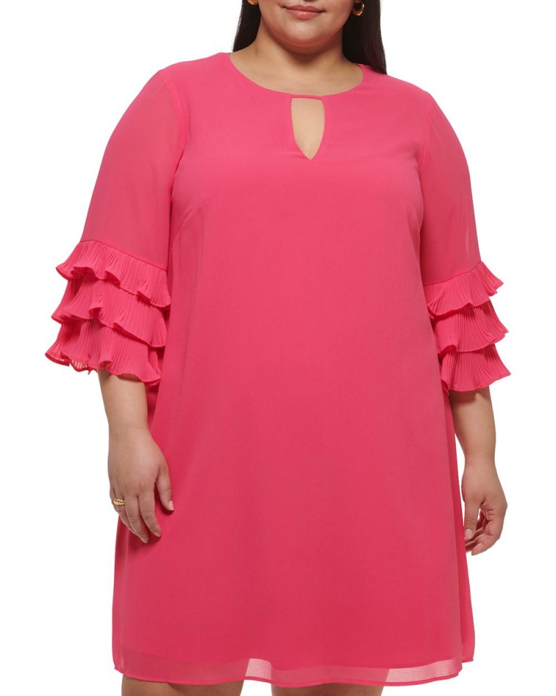 Vestido Largo Vince Camuto Chiffon Layered-Sleeve (Plus Size) Mujer Rosas | 075-GRSCEU