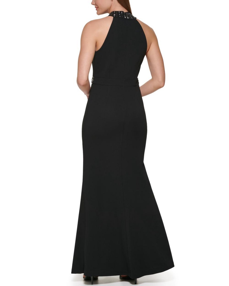 Vestido Largo Vince Camuto Embellished Halter-Neck Gown Mujer Negras | 935-RXDASE