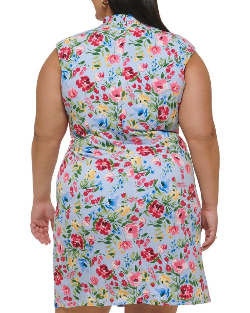 Vestido Largo Vince Camuto Floral-Print Faux-Wrap (Plus Size) Mujer Azules | 675-LCXTQE