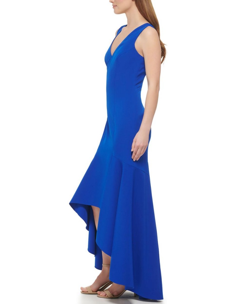 Vestido Largo Vince Camuto Fluted-Hem Gown Mujer Azules | 563-ECTDYX