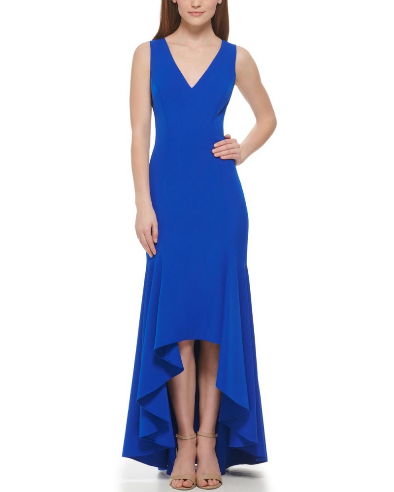 Vestido Largo Vince Camuto Fluted-Hem Gown Mujer Azules | 563-ECTDYX