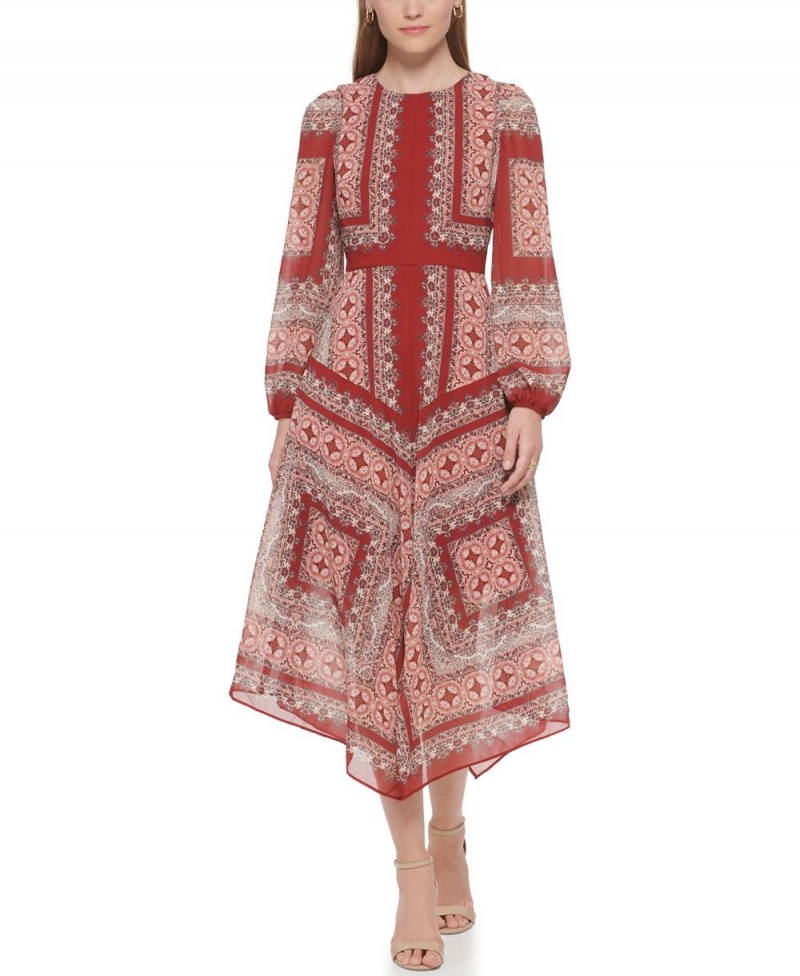 Vestido Largo Vince Camuto Medallion-Print Mujer Rojas | 178-PHTZEM