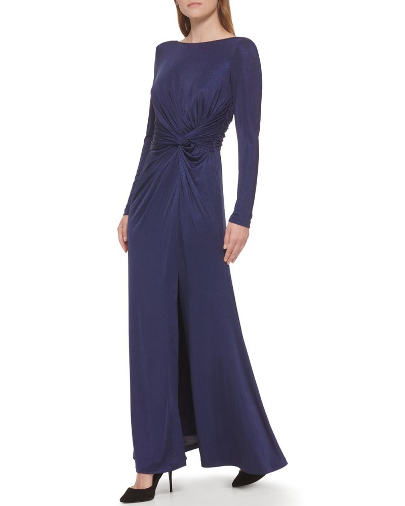 Vestido Largo Vince Camuto Ruched Gown Mujer Azul Marino | 813-LKWDBR