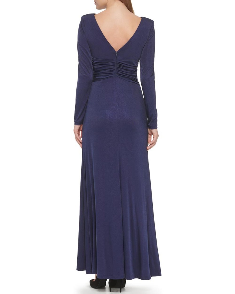 Vestido Largo Vince Camuto Ruched Gown Mujer Azul Marino | 813-LKWDBR