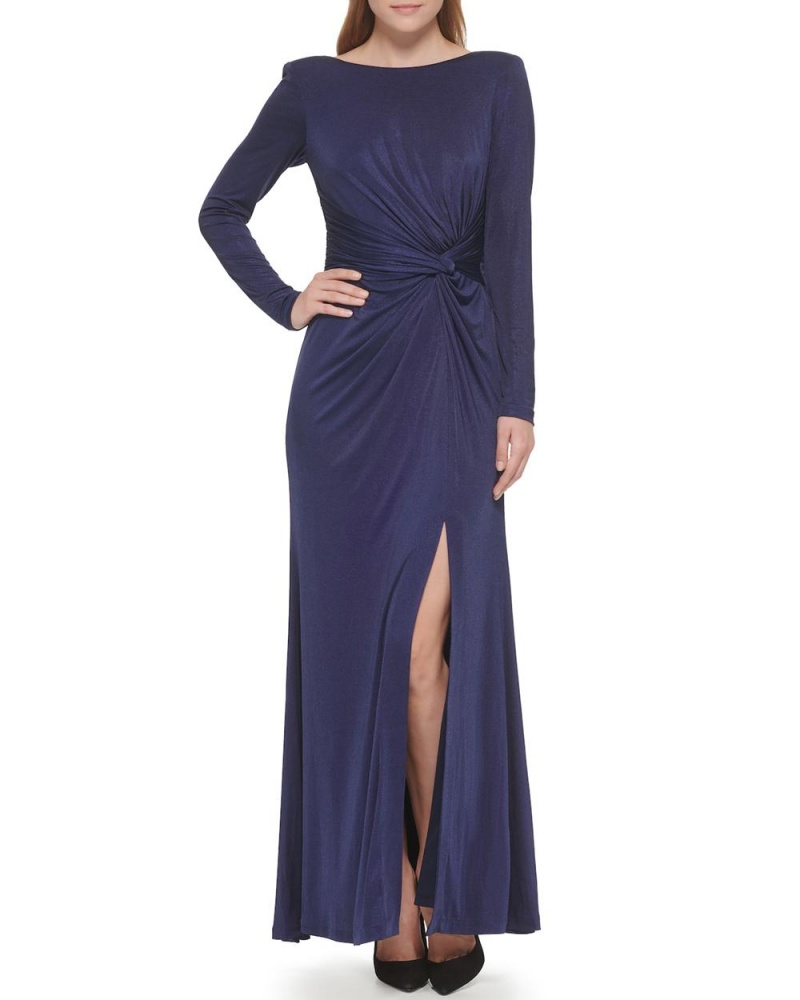 Vestido Largo Vince Camuto Ruched Gown Mujer Azul Marino | 813-LKWDBR