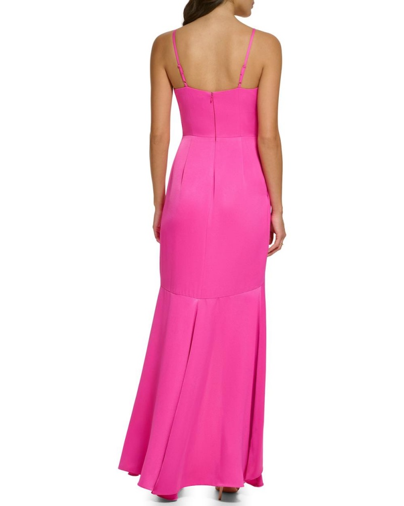 Vestido Largo Vince Camuto Ruffled Asymmetrical Gown Mujer Fucsia Rosas | 621-VSMFHO