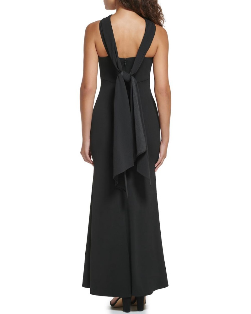 Vestido Largo Vince Camuto Scarf-Detail Halter Gown Mujer Negras | 263-CFXQYU