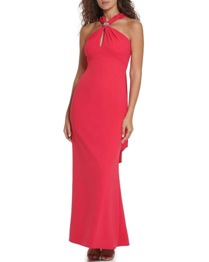 Vestido Largo Vince Camuto Scarf-Detail Halter Gown Mujer Negras | 263-CFXQYU