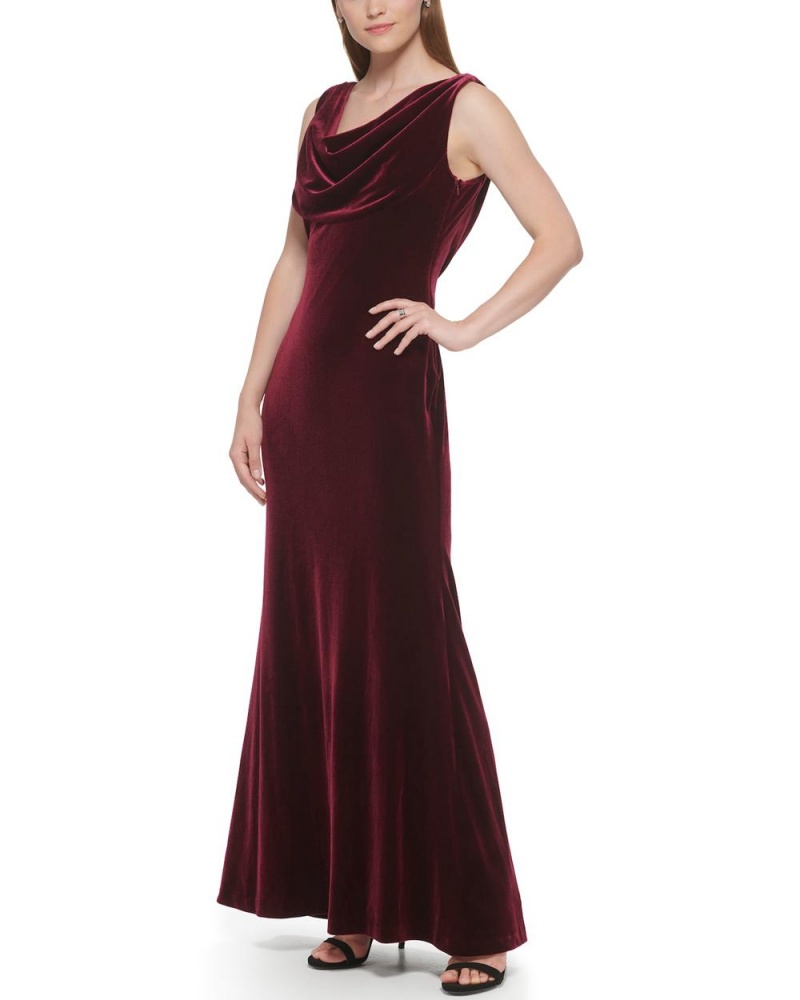 Vestido Largo Vince Camuto Velvet Cowl-Neck Gown Mujer Burdeos | 164-GWTXBQ