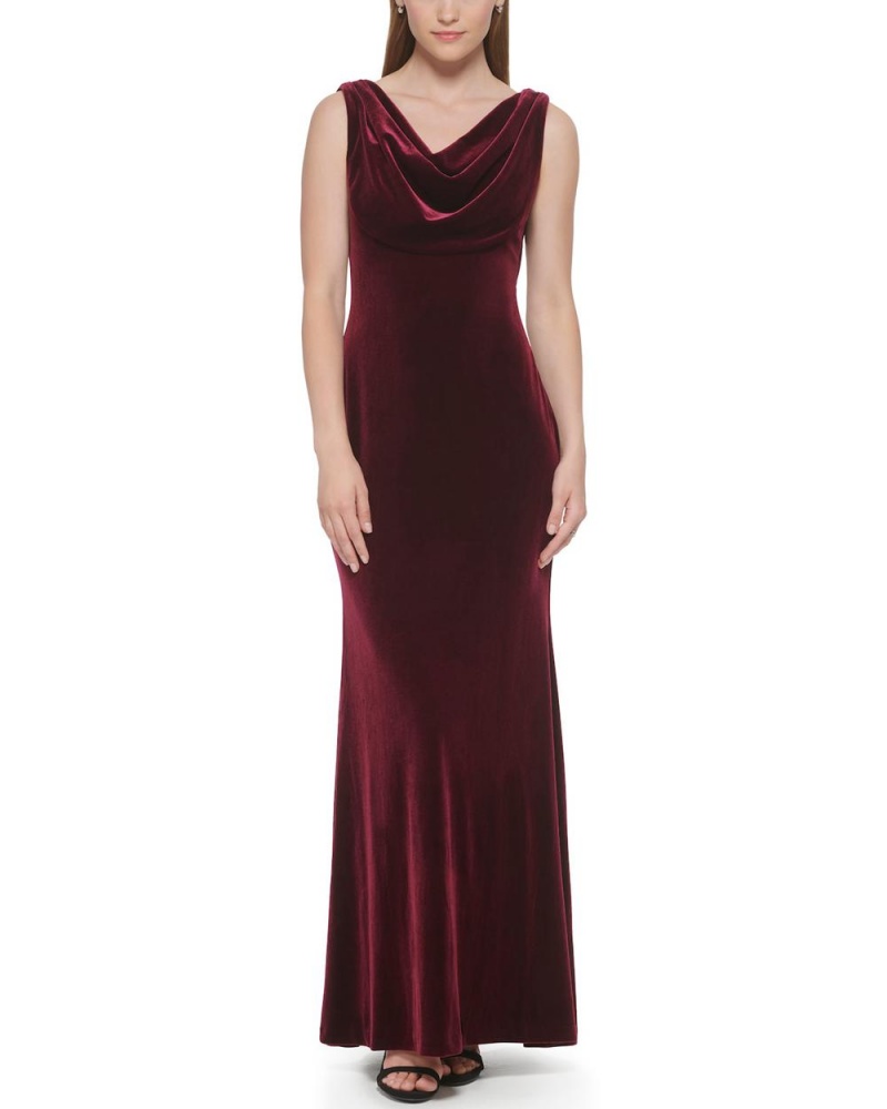 Vestido Largo Vince Camuto Velvet Cowl-Neck Gown Mujer Burdeos | 164-GWTXBQ